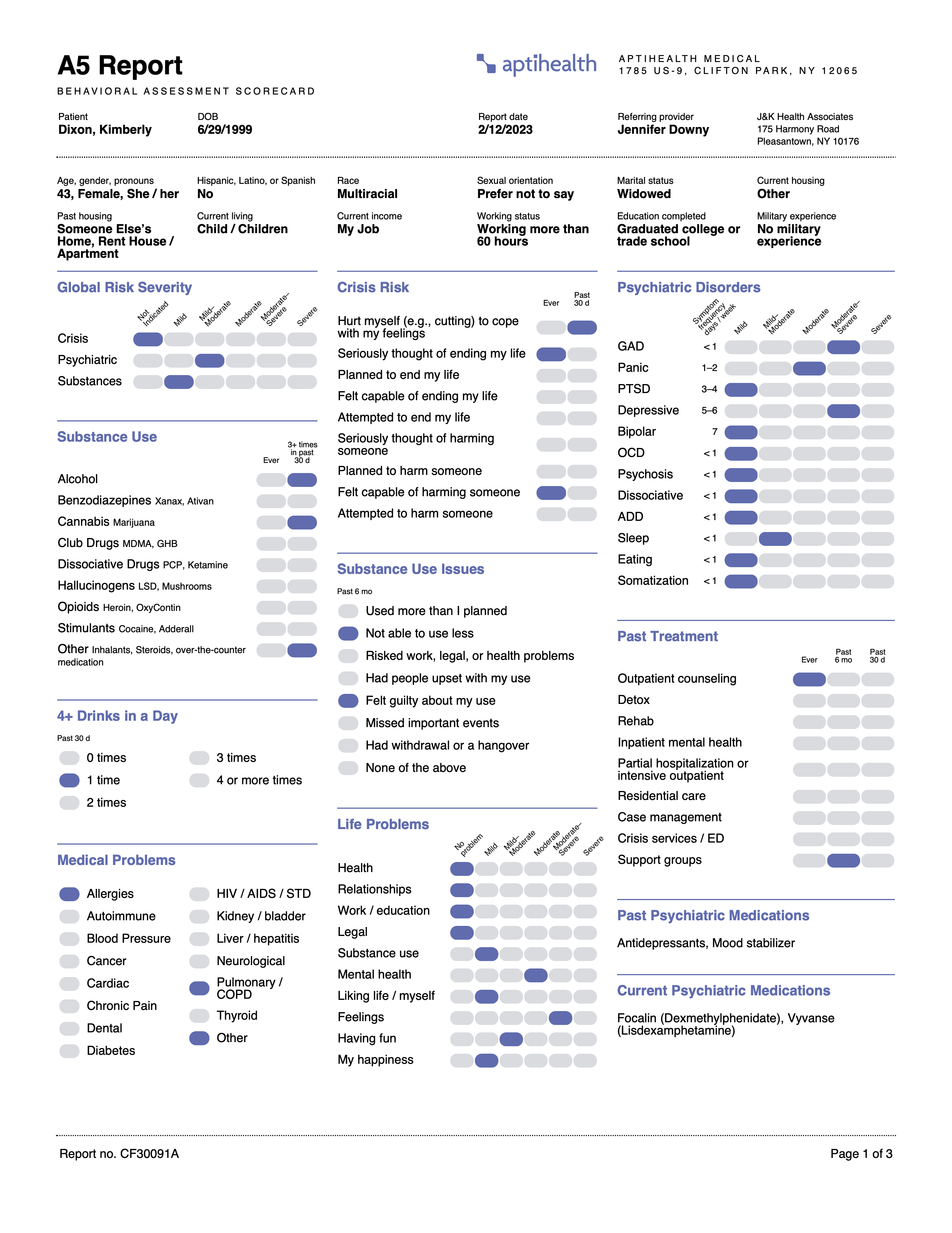 First page of a clinical rport after redesign