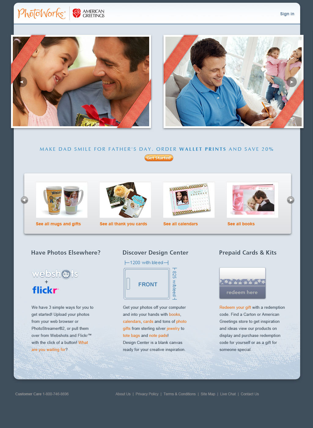 Landing page showing the father’s day promotion