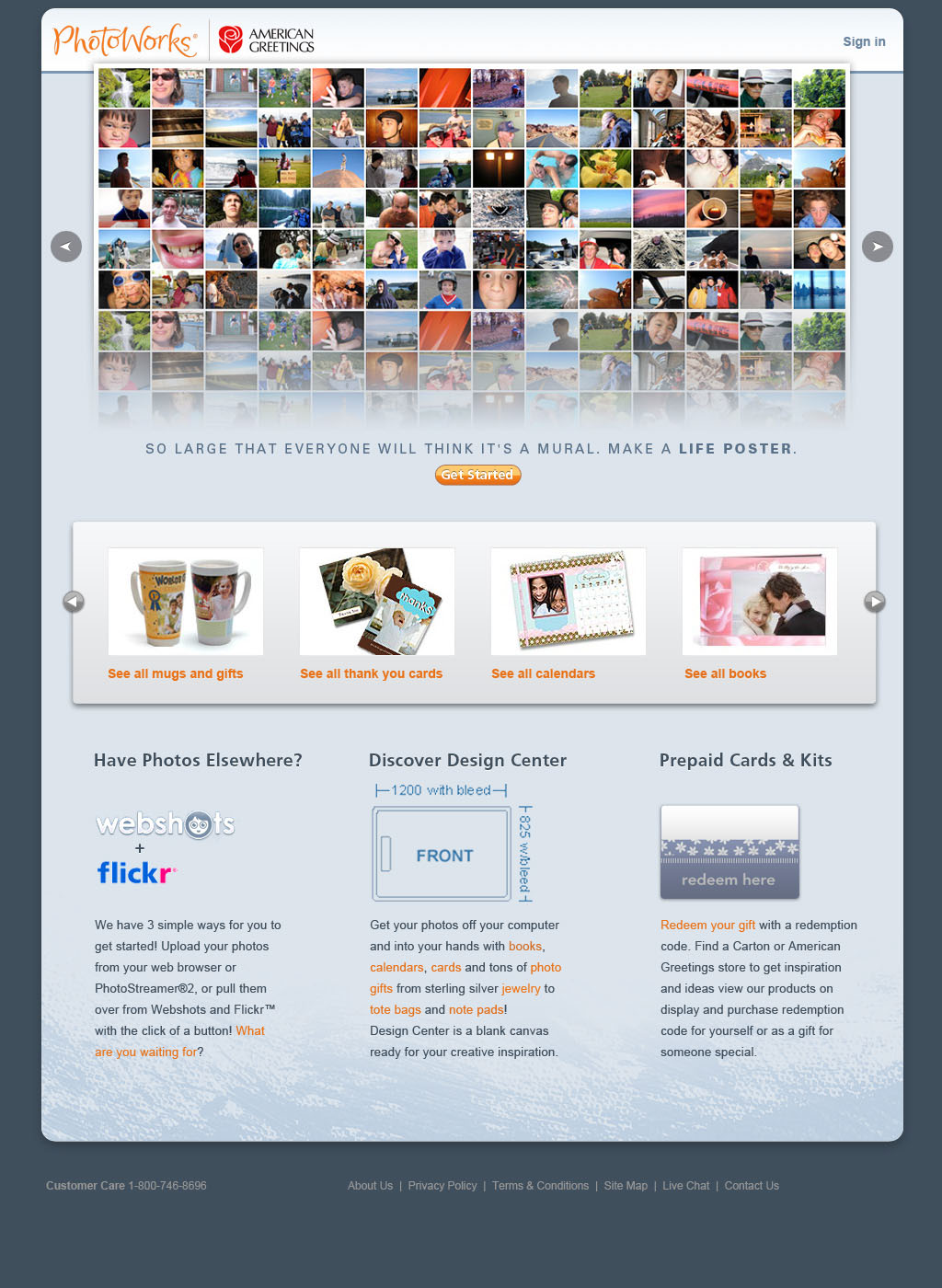 Landing page showing the life poster promotion